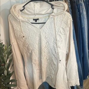 Hannah Cream Boxy Long Sleeve Hoodie